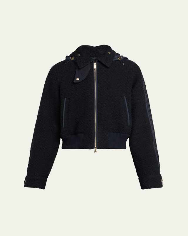 Juvigny Hooded Tweed Bomber Jacket